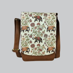 Elephant Floral Faux Leather Rectangle Sling Bag