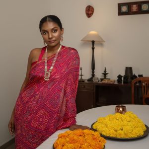 Jaipur Crape Silk Saree - Hot Pink