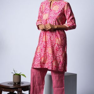 Hot Red Pink Jaipur Silk Co-ord Suit
